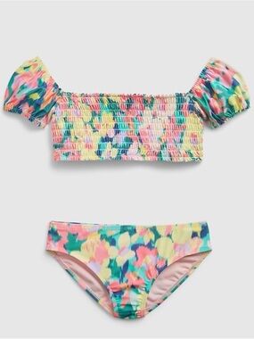 GAP Kids Puff Sleeve 2-Piece Swim Set Size S (6/7) in Easter Floral